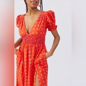 Urban Outfitters Liliana Side Slit 100% Cotton Milkmaid Dress Size M